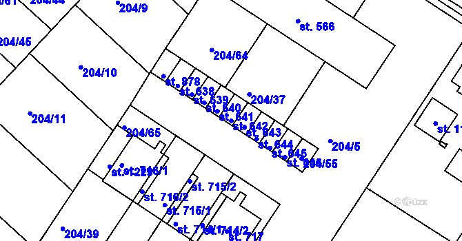 Parcela st. 642 v KÚ Luka nad Jihlavou, Katastrální mapa
