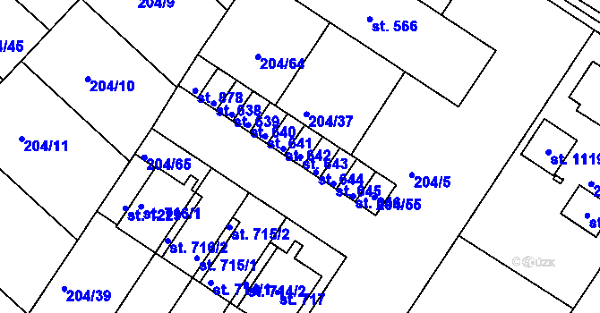Parcela st. 643 v KÚ Luka nad Jihlavou, Katastrální mapa