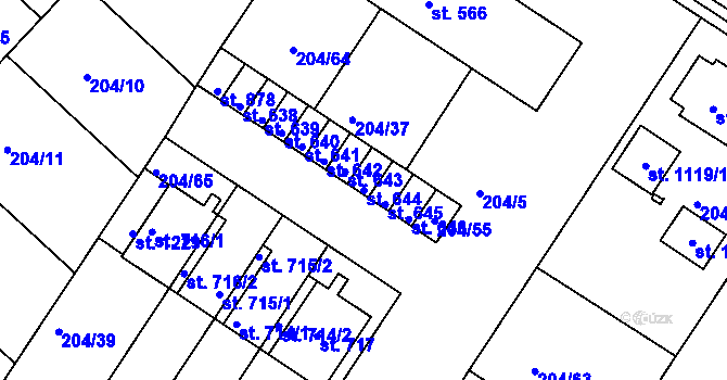 Parcela st. 644 v KÚ Luka nad Jihlavou, Katastrální mapa