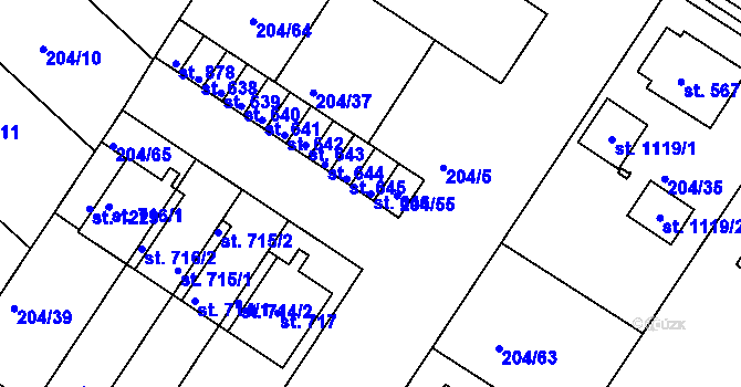 Parcela st. 646 v KÚ Luka nad Jihlavou, Katastrální mapa