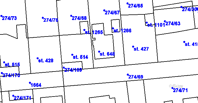 Parcela st. 648 v KÚ Luka nad Jihlavou, Katastrální mapa