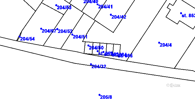 Parcela st. 662 v KÚ Luka nad Jihlavou, Katastrální mapa
