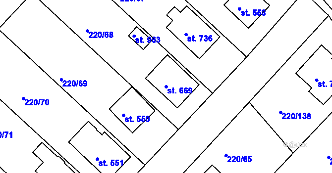 Parcela st. 669 v KÚ Luka nad Jihlavou, Katastrální mapa