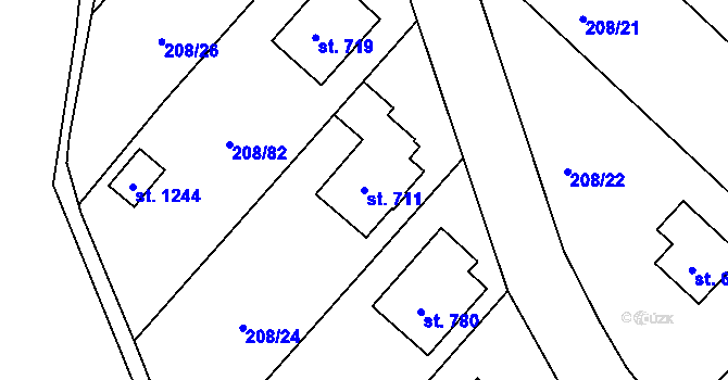 Parcela st. 711 v KÚ Luka nad Jihlavou, Katastrální mapa