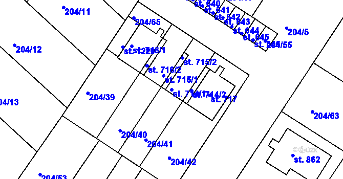Parcela st. 714/1 v KÚ Luka nad Jihlavou, Katastrální mapa