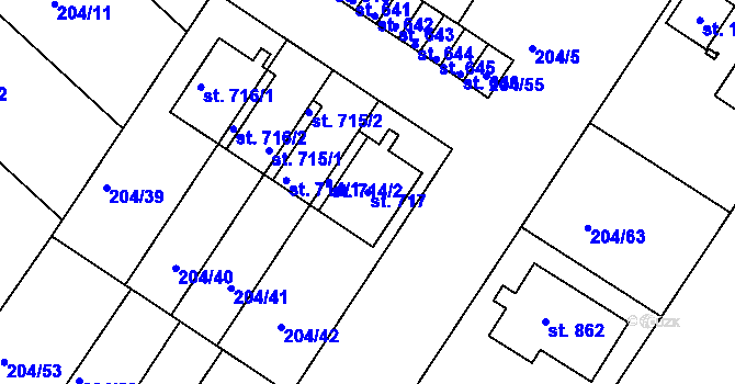 Parcela st. 717 v KÚ Luka nad Jihlavou, Katastrální mapa