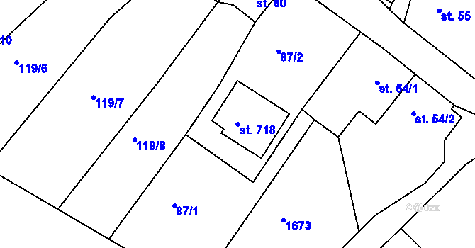 Parcela st. 718 v KÚ Luka nad Jihlavou, Katastrální mapa