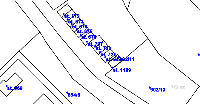 Parcela st. 721 v KÚ Luka nad Jihlavou, Katastrální mapa