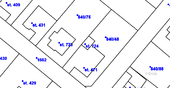 Parcela st. 724 v KÚ Luka nad Jihlavou, Katastrální mapa