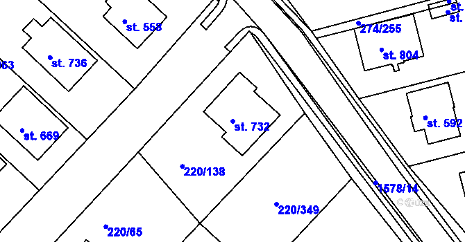 Parcela st. 732 v KÚ Luka nad Jihlavou, Katastrální mapa