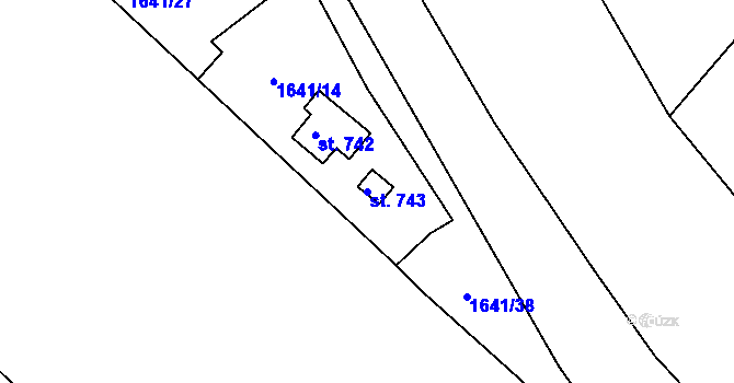 Parcela st. 743 v KÚ Luka nad Jihlavou, Katastrální mapa