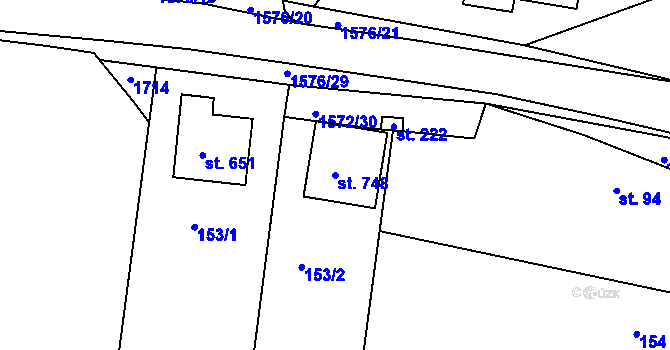 Parcela st. 748 v KÚ Luka nad Jihlavou, Katastrální mapa