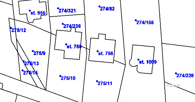 Parcela st. 756 v KÚ Luka nad Jihlavou, Katastrální mapa