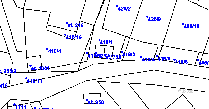 Parcela st. 758 v KÚ Luka nad Jihlavou, Katastrální mapa