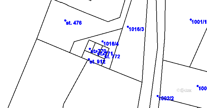 Parcela st. 772 v KÚ Luka nad Jihlavou, Katastrální mapa