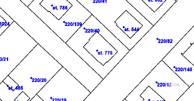 Parcela st. 775 v KÚ Luka nad Jihlavou, Katastrální mapa