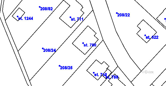 Parcela st. 780 v KÚ Luka nad Jihlavou, Katastrální mapa