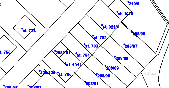Parcela st. 783 v KÚ Luka nad Jihlavou, Katastrální mapa