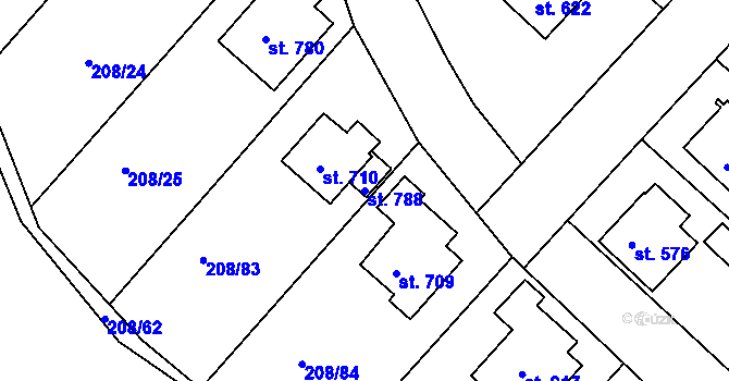 Parcela st. 788 v KÚ Luka nad Jihlavou, Katastrální mapa