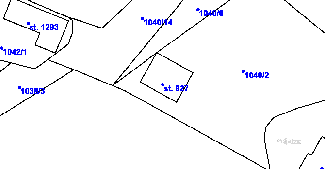Parcela st. 827 v KÚ Luka nad Jihlavou, Katastrální mapa