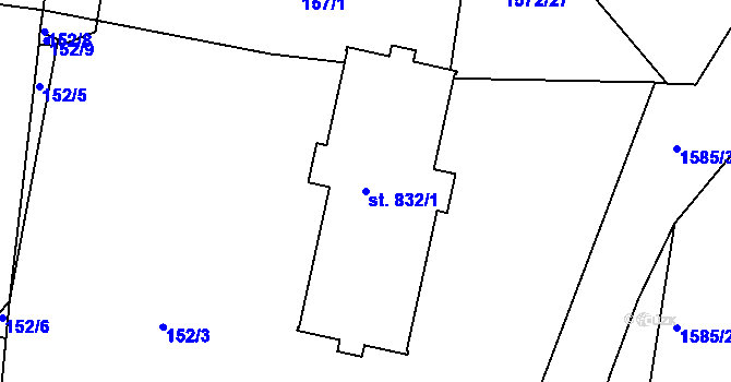 Parcela st. 832/1 v KÚ Luka nad Jihlavou, Katastrální mapa