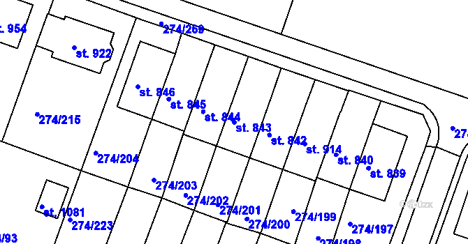 Parcela st. 843 v KÚ Luka nad Jihlavou, Katastrální mapa