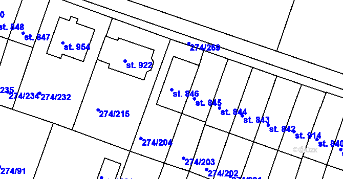 Parcela st. 846 v KÚ Luka nad Jihlavou, Katastrální mapa