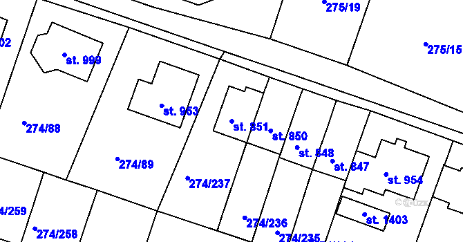 Parcela st. 851 v KÚ Luka nad Jihlavou, Katastrální mapa