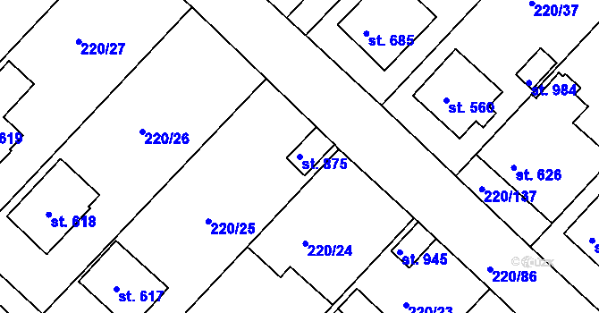 Parcela st. 875 v KÚ Luka nad Jihlavou, Katastrální mapa