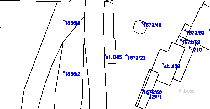 Parcela st. 885 v KÚ Luka nad Jihlavou, Katastrální mapa