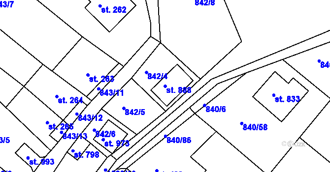 Parcela st. 888 v KÚ Luka nad Jihlavou, Katastrální mapa