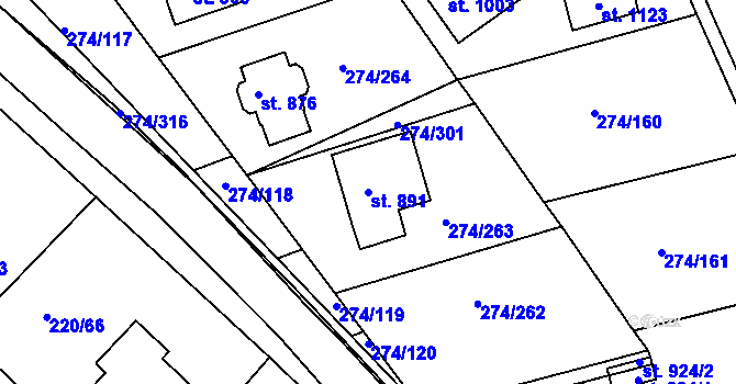 Parcela st. 891 v KÚ Luka nad Jihlavou, Katastrální mapa