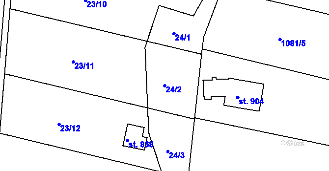 Parcela st. 24/2 v KÚ Luka nad Jihlavou, Katastrální mapa