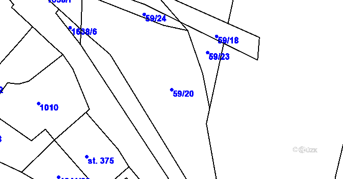Parcela st. 59/20 v KÚ Luka nad Jihlavou, Katastrální mapa