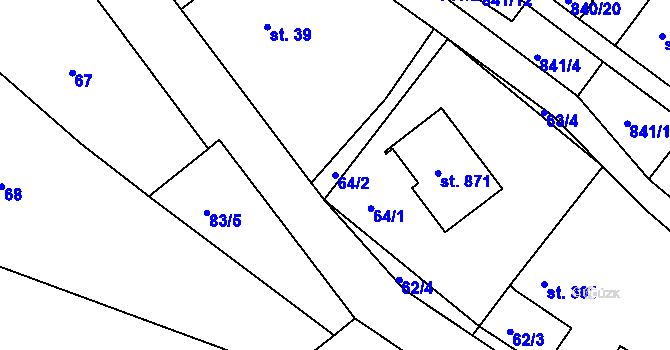 Parcela st. 64/2 v KÚ Luka nad Jihlavou, Katastrální mapa