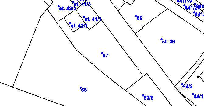 Parcela st. 67 v KÚ Luka nad Jihlavou, Katastrální mapa