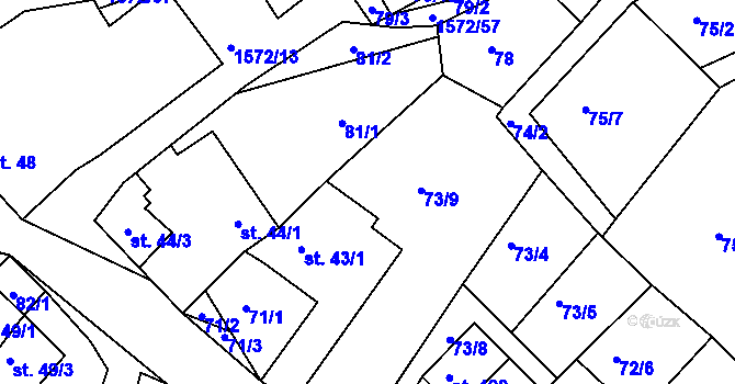 Parcela st. 72/1 v KÚ Luka nad Jihlavou, Katastrální mapa