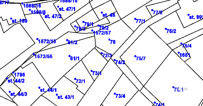 Parcela st. 72/3 v KÚ Luka nad Jihlavou, Katastrální mapa