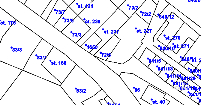 Parcela st. 72/5 v KÚ Luka nad Jihlavou, Katastrální mapa