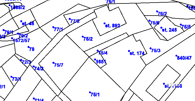 Parcela st. 75/4 v KÚ Luka nad Jihlavou, Katastrální mapa