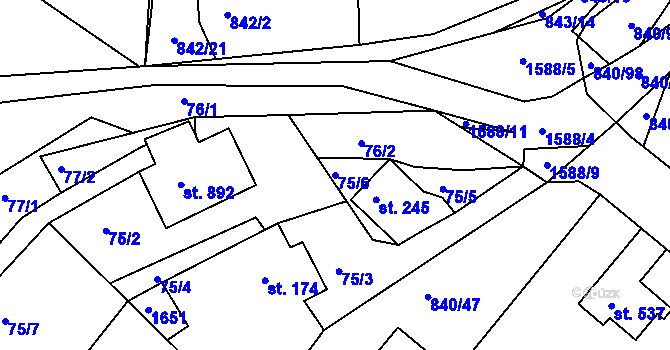 Parcela st. 75/6 v KÚ Luka nad Jihlavou, Katastrální mapa