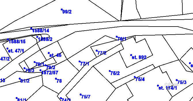 Parcela st. 77/2 v KÚ Luka nad Jihlavou, Katastrální mapa