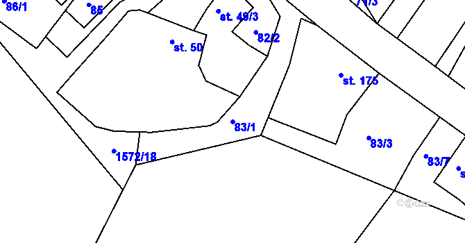 Parcela st. 83/1 v KÚ Luka nad Jihlavou, Katastrální mapa