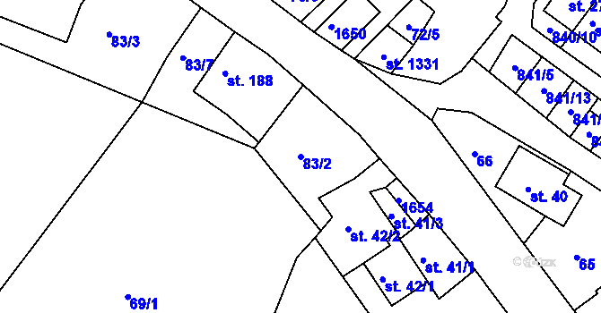 Parcela st. 83/2 v KÚ Luka nad Jihlavou, Katastrální mapa