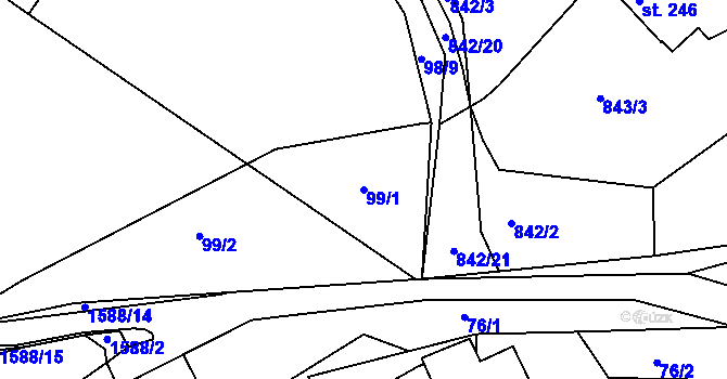 Parcela st. 99/1 v KÚ Luka nad Jihlavou, Katastrální mapa