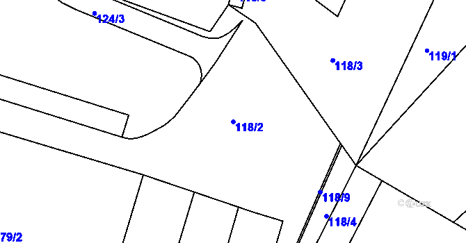 Parcela st. 118/2 v KÚ Luka nad Jihlavou, Katastrální mapa