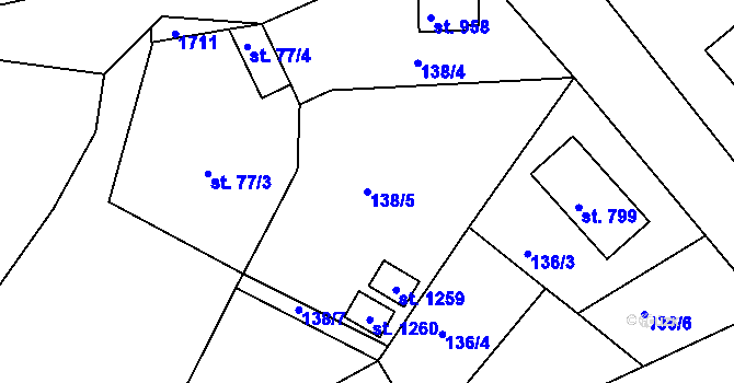 Parcela st. 138/5 v KÚ Luka nad Jihlavou, Katastrální mapa