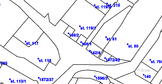 Parcela st. 168/1 v KÚ Luka nad Jihlavou, Katastrální mapa