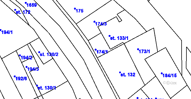 Parcela st. 174/1 v KÚ Luka nad Jihlavou, Katastrální mapa