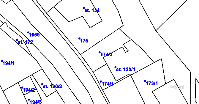 Parcela st. 174/3 v KÚ Luka nad Jihlavou, Katastrální mapa